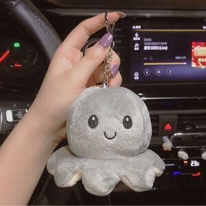 Cute Gray Octopus Keychain